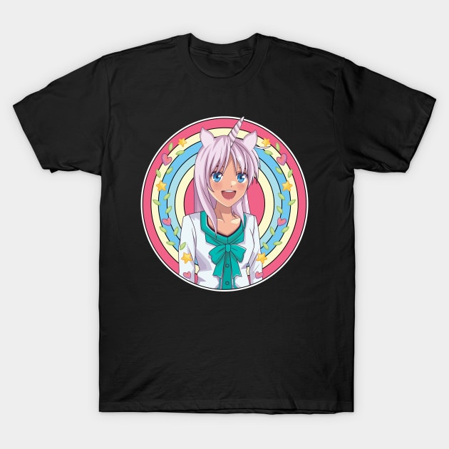 'Japanese Anime Unicorn Girl' Cool Japanese Kawaii T-Shirt by ourwackyhome